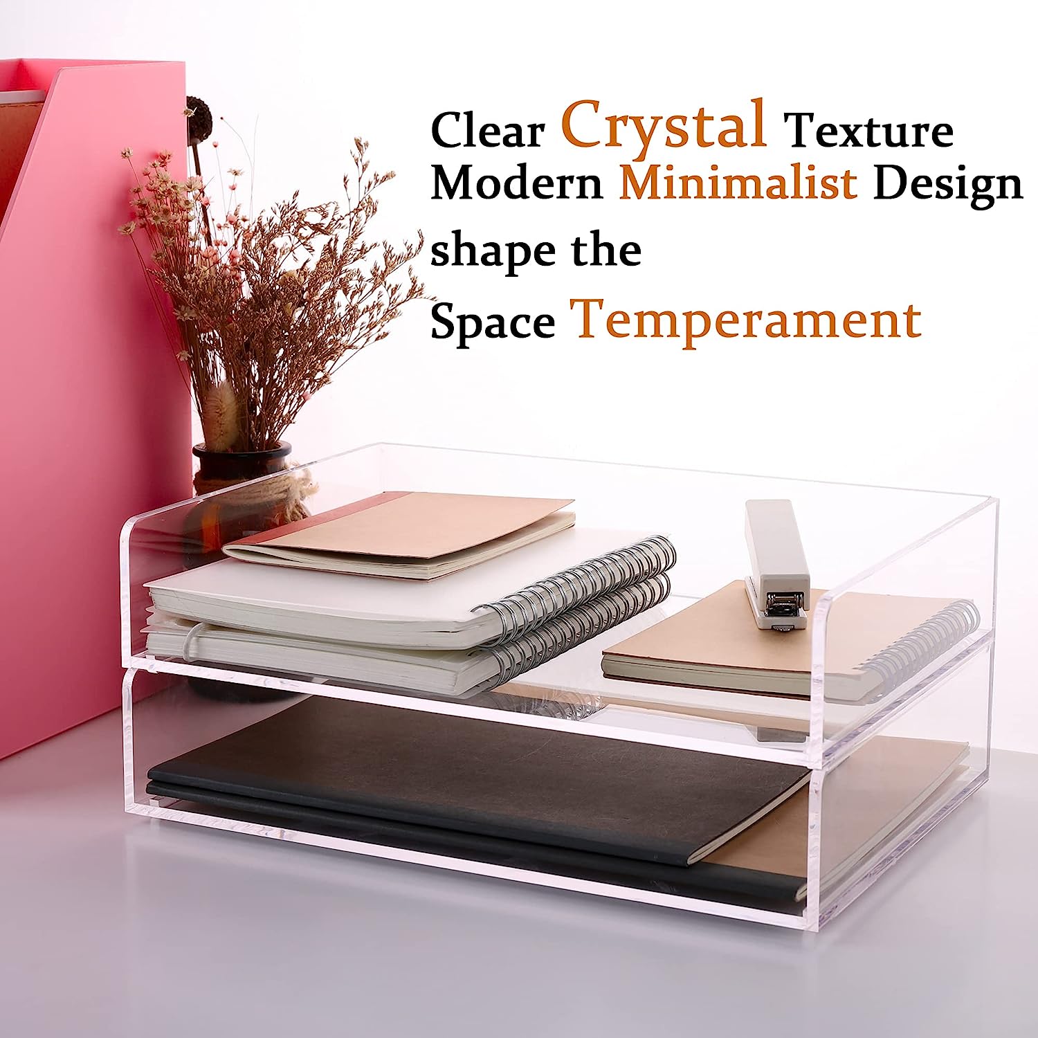 Paper Organizer Tray, Acrylic File Storage for Desk, Enlarged 4 Tiers Trays, Clear Letter Tray for Office Accessories (Multiple 4 Tier Enlarged) - Image 2